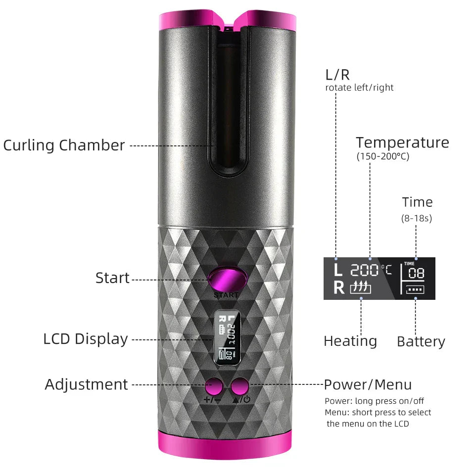 Cordless Auto Rotating Ceramic Hair Curler