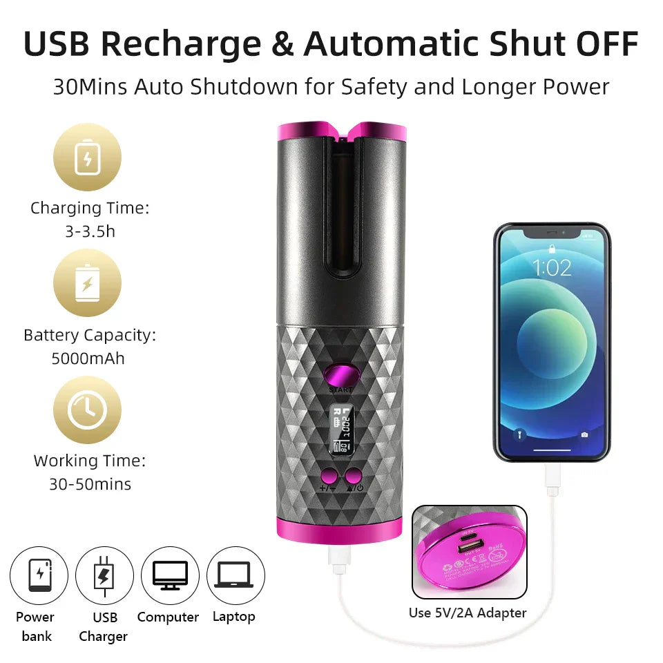 Cordless Auto Rotating Ceramic Hair Curler