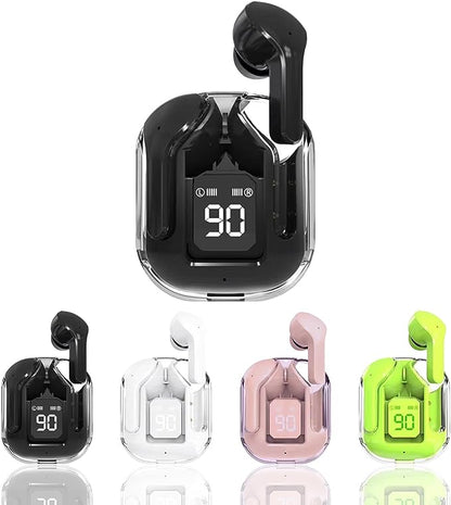 T6 Crystal Wireless Earphones | Smart Touch Control & LED Display